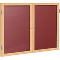 Ghent Ghent Enclosed Letter Board - 2 Door - Burgundy Letterboard w/Oak Frame - 36" x 48" PW23648B-BG